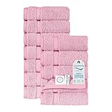 SALBAKOS Turkish Cotton Washcloths 12-Pack, Rose