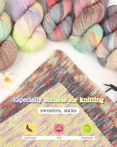 Image of Katech 3 Pack Wool Yarn for Crocheting-Sock Yarn for Knitting-Green Brown
