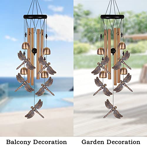 Bronze Dragonfly Wind Chimes, Gifts For Mom, Home, Garden, Balconies, Rooms, Patio, Indoor, Outdoor Dragonfly Decoration, Aluminum Dragonfly Chimes, Dragonfly Wind Catcher, Dragonfly Wind Bells Decor #TOP4