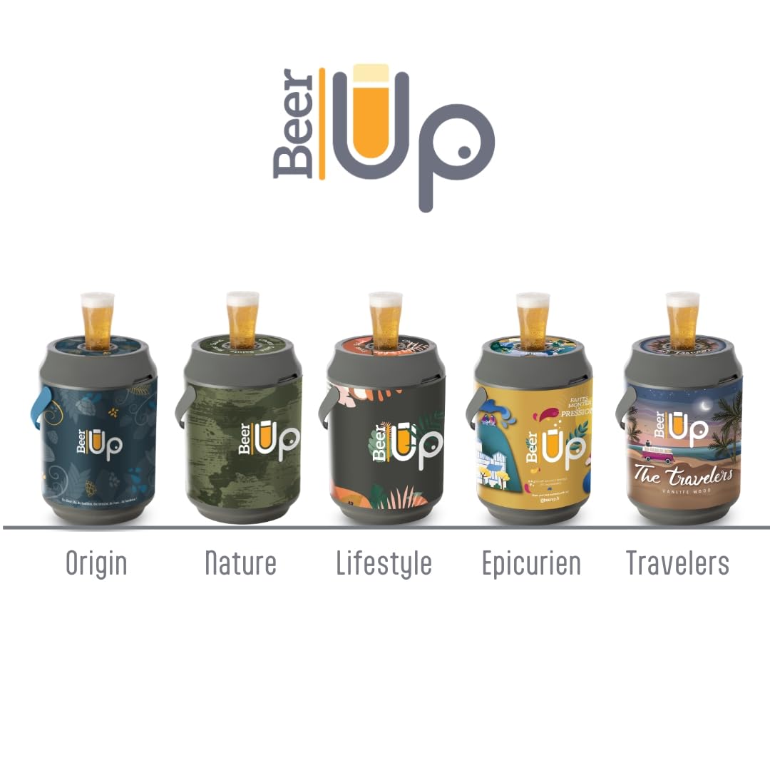 BEER UP Travelers Tireuse à Bière Portative 10 Verres + Ceinture + Kit Remplissage 20h Froid Sans Électricité