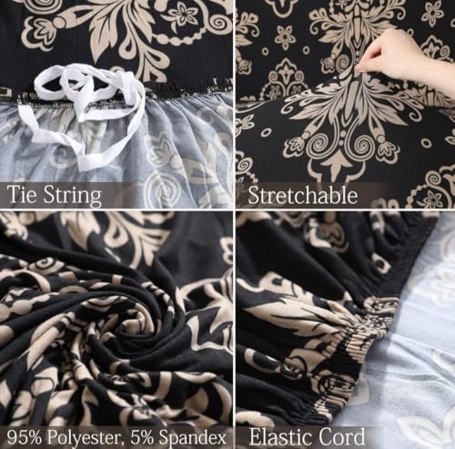 Image of HK Printed 5 Seater Sofa Cover Big Elasticity Cover Stretch Universal Sofa Slipcover 5 Seater (3 Seater Size 185-230cm and 1 Seater Size 90-145cm)