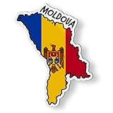 Moldova Map with Flag Magnet for Car Fridge Locker Metal Door - 4.5"