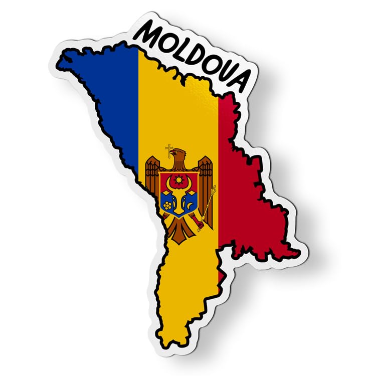 Moldova Map with Flag Magnet for Car Fridge Locker Metal Door - 4.5"