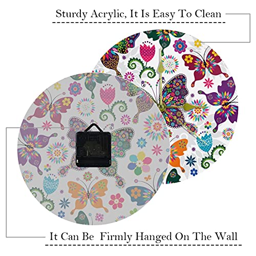 Horloge murale 24 cm à piles, pendule moderne décorative avec fleurs - 4