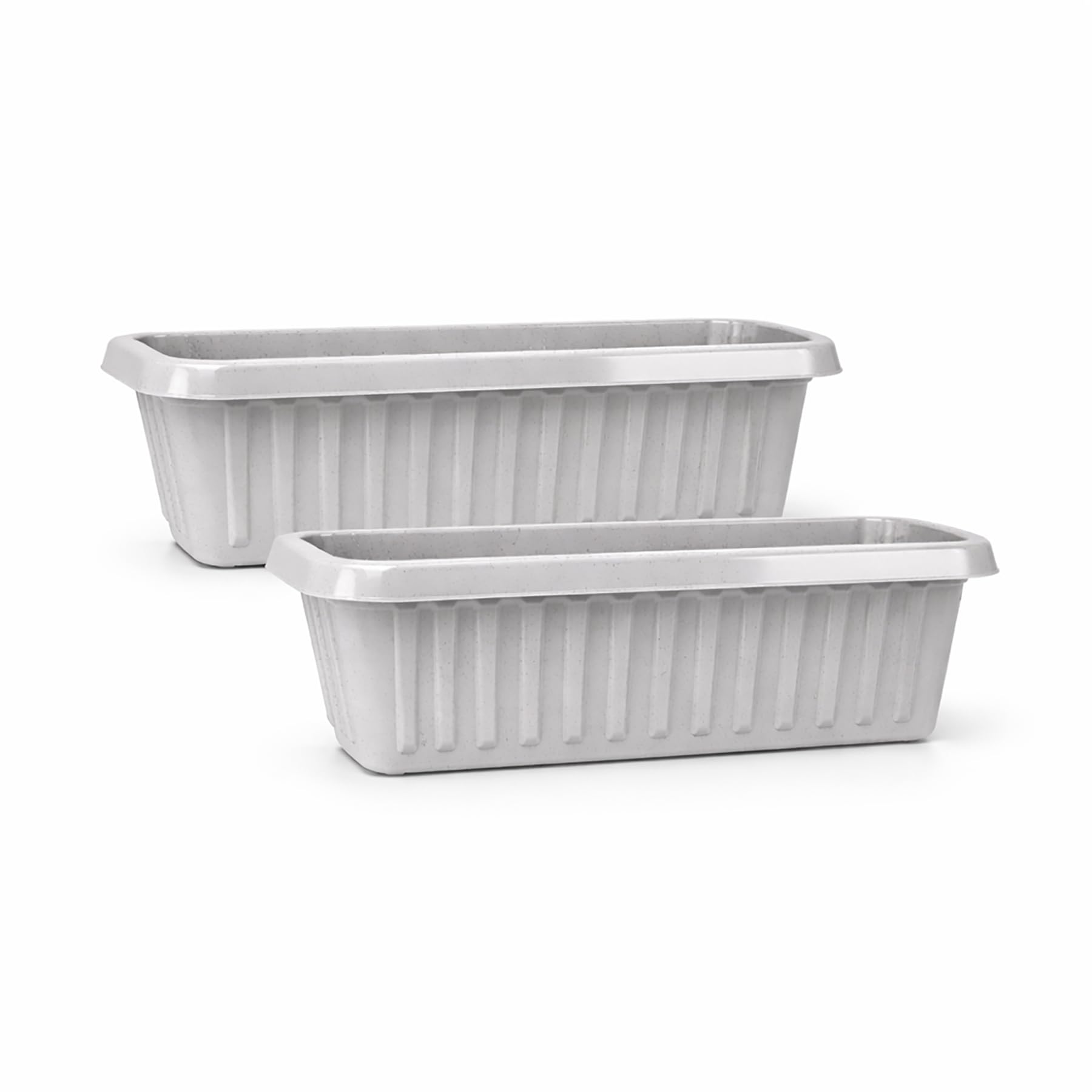 Simpa Platinum Plastic Chunky Garden Trough Planter Pots 50Cm Length - Suitable For Indoor Or Outdoor Use With Diy Drainage Holes. (2, )
