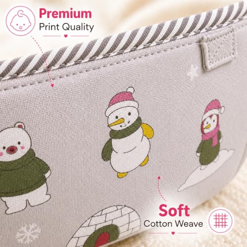 Image of Traditional Baby Khoyu /Cotton Cradle Cloth for Ghodiyu /Jhula /Palna with Astar Double Layer Support | Cloth for Cradle Stand Use Snow Print (Grey)