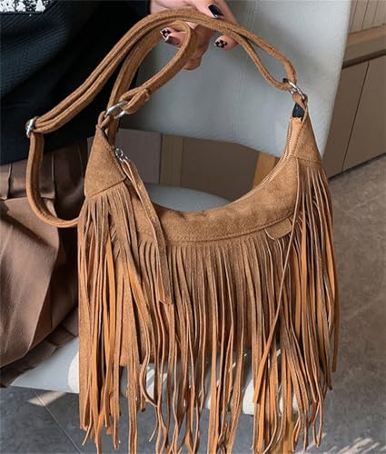Fringe Hobo Bags Suede Women Vintage Purses Tassel Crossbody Shoulder Handbag Hippie Western Cowgirl Tote Bag2