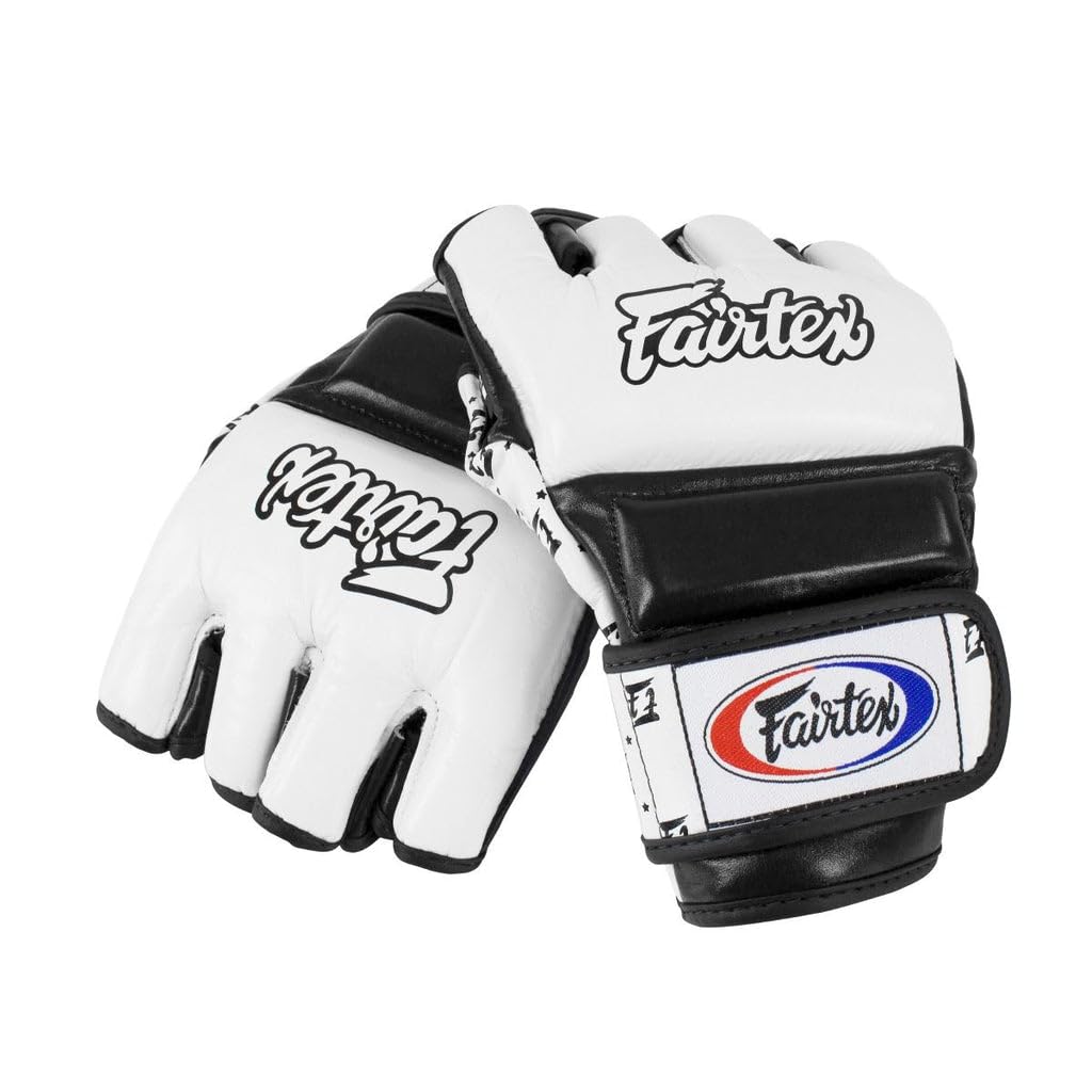 Fairtex FGV17 Super Sparring Grappling MMA Gloves (White/Black, Large)