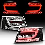 ACANII - For [Factory Non-LED Tail Light Model] 2005-2008 Audi A6 S6 C6 Black LED Tube Tail Lights Lamps Left+Right