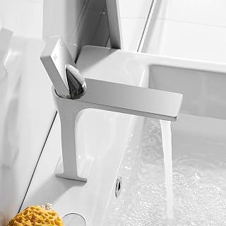 Grifos Lavabos Grifo Lavabo De Baño Solo Soporte Solo Orificio Cromo Interruptor Caliente Y Frío Faucet Cubierta De Baño Lavabo Lavabo Incrustado Plata