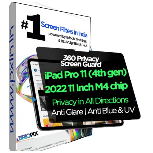Image of Pxin Tablet Privacy Screen Guard compatible with iPad Pro 11 (4th gen) 2022 11 Inch M4 chip | No.1 | Anti Glare | Anti Blue Light | Anti UV | 4 Way Privacy Filter | 360 Privacy | Eye Protect