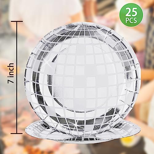 funisfun disco plates 25p disposable disco ball plates for 70s disco party decorations wedding birthday bachelorette party 734