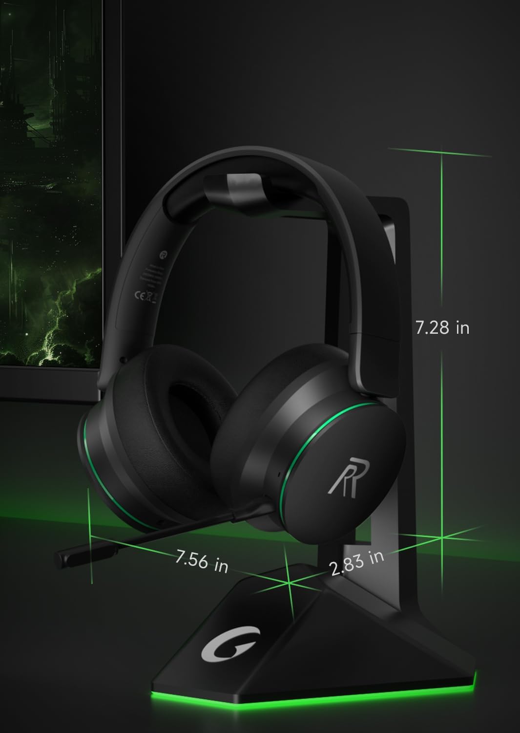 RYR Cuffie da gioco wireless per Xbox Series X|S, Xbox One, PS5, PS4, Switch, Mac, Bluetooth 5.3, suono surround 3D, paraorecchie girevoli, cuffie da gioco con microfoni a cancellazione del rumore