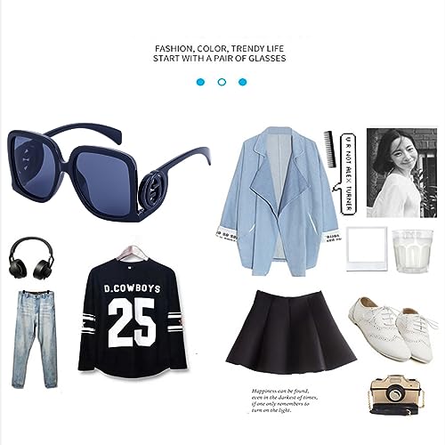 Women's Fashion Personalised Large Frame Sunglasses Cool Logo Square Sunglasses Travel Holiday Accessories4