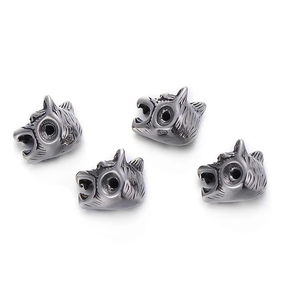 UNICRAFTALE 2 Perline A Testa Di Lupo In Acciaio Inossidabile, 14x11 Mm, Foro Da 2 Mm, Per Creazione Di Bracciali E Gioielli Fai-da-te
