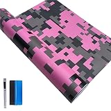 LZLRUN Car Camouflage Vinyl Wrap Film Roll Arctic Snow Camo Decal Sticker for Car Console Computer Laptop Bike Motorcycle Digtial Pink 1ft x 5ft