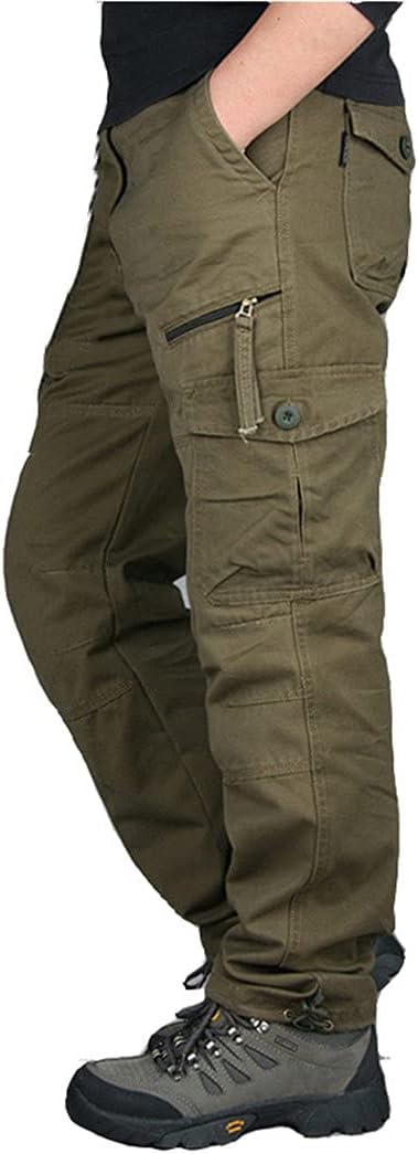 KEHAIOO Men Outwear Multi Pocket Tactical Cargo Pants, Military Army Straight Slacks Pants, Overalls Zipper Pocket Trousers