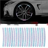 20PCS Reflective Car Wheel Decorative Stripe Stickers, Night Safety Warning Stickers, Anti-Scratch Reflective Stickers Car Motorcycle Wheel Safety Decorative Car Decals Universal (Prism Coloful)