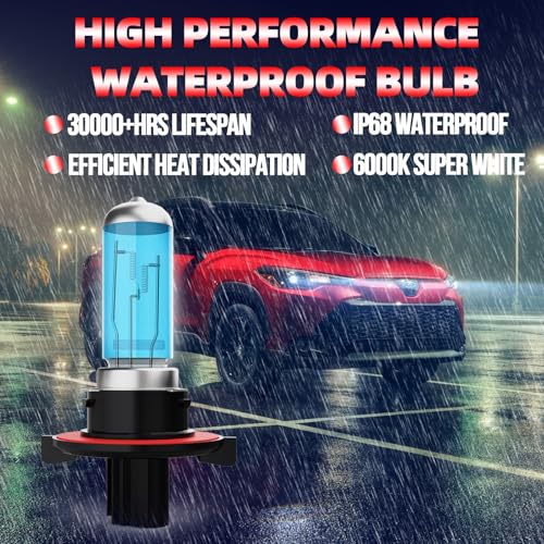 Image of Light Bulbs Fit For Ford Escape 2008-2012, 9008 High Low Beam High Performance Halogen Headlight Bulb Combo, 6000K White Light, Pack of 2