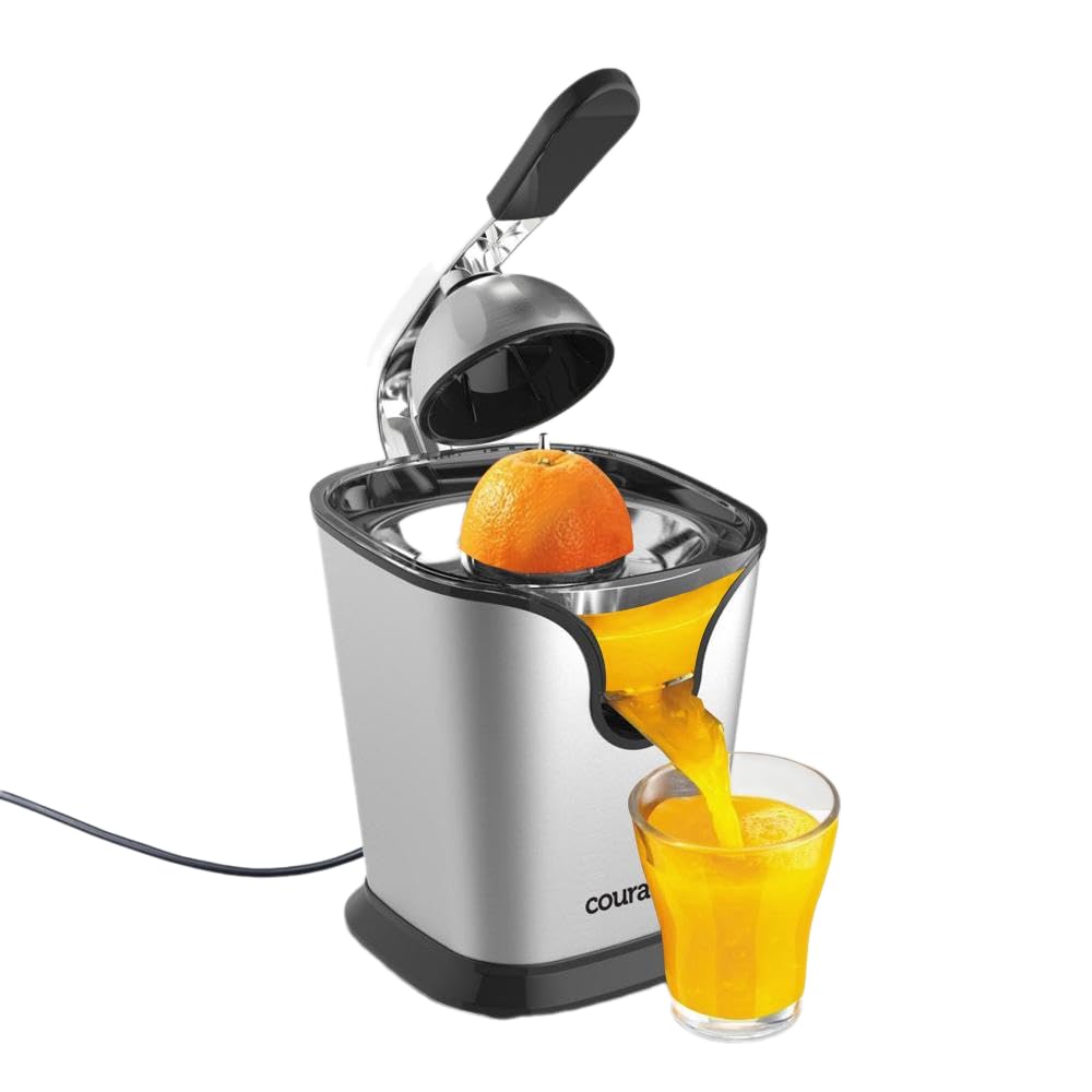 Courant Premium Citrus Juicer Electric | Powerful 160W Motor, Square Design, Soft-Grip Handle, Anti-Drip Spout, Auto Juicing,Stainless Steel Dishwasher-Safe Parts, Cord Storage for Easy Cleanup
