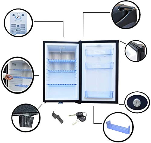 Smeta 12V Refrigerator Camper Fridge Semi Truck Refrigerator Mini Commercial Dc Car 110V 12V 1.6 Cu.ft Compact Refrigerator With Reversible Door Lock Key, Beverage Cooler Refrigerador Para Truck, Black #TOP2