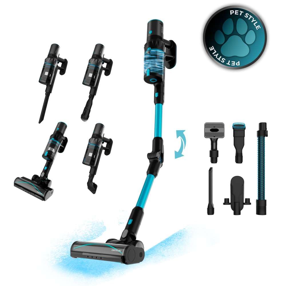 Cecotec Aspiradora Escoba sin Cable Conga Rockstar 3500 Storm Pet Flex. 500W, 150AW, Autonomía 70mins en Modo Eco, Cepillo Antienredos, Tubo Flexible, Cepillo Animales, Accesorios Muebles y Esquinas