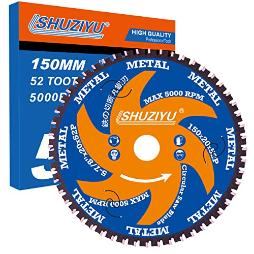 LSHUZIYU 150mm 52T, Trait De Scie Super Fin 1.5mm, Lame De Scie Circulaire, Trou De 20mm Avec Rondelle De 15.88mm, Scie Sans Fil Comme Accessoires, Métal, Barre De Fer En Acier, Tôle Cover