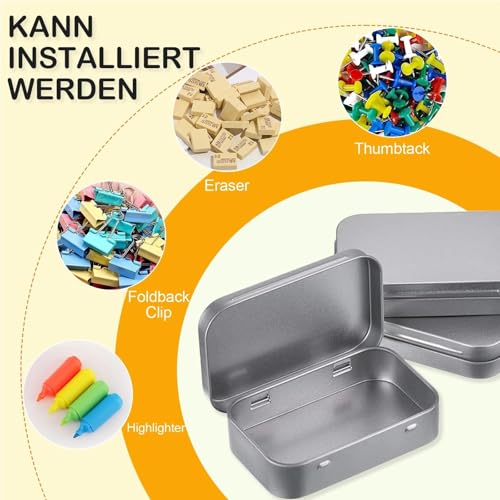 EVTHUR Lot de 3 boîtes de rangement en métal - Petites boîtes en métal avec couvercle - 9,5 x 8,5 x 2,2 cm - Mini boîtes avec couvercle pour bonbons, bijoux et petites pièces – vue 4