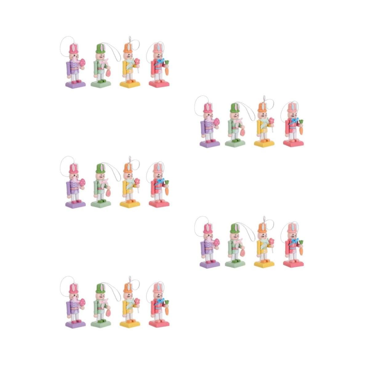 minkissy 20 Pezzi Statuina Schiaccianoci Coniglio Pasquale in Legno per
