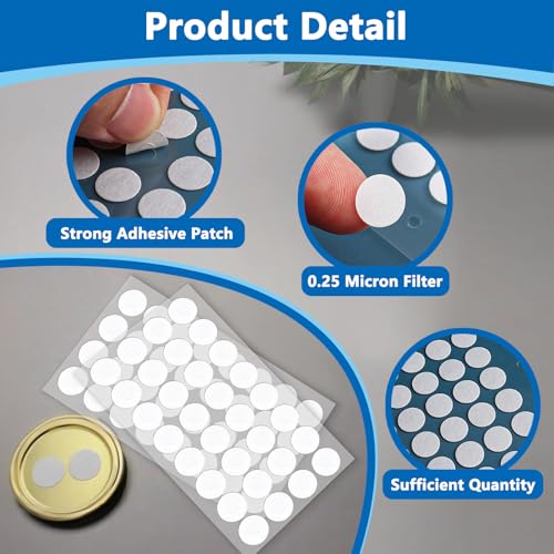Image of Synthetic Filter Paper Stickers, 20mm Filter Patch Stickers 0.25m Synthetic Filter Disc Tape for Mushroom Cultivation Wide Mouth Jar Lids - 64 Pieces