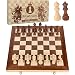 Wooden Chess Set for Kids and Adults - 17 in Staunton Chess Set - Large Folding Chess Board Game Sets - Storage for Pieces | Wood Pawns - Unique E-Book for Beginner - 2 Extra Queens