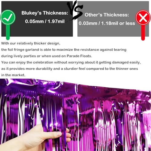Image of Foil Fringe Garland - Pack of 3- Metallic Parade Floats Skirting Tinsel Streamers Banner for Birthday Wedding Dec 4th of July Homecoming Float (Purple)