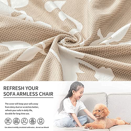 Image of Eco-Ancheng Armless Chair Slipcover Removable Armless Accent Chairs Covers Washable Armless Slipper Chair Slipcover Printed Armless Chair Furniture Protector Covers for Living Dining Room Hotel