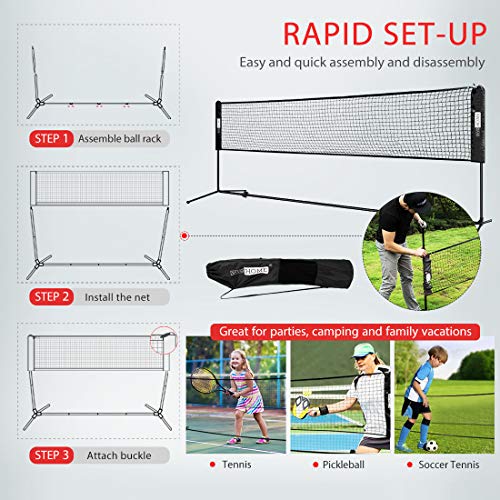 image for VIVOHOME Portable 14ft Height Adjustable Outdoor Badminton Net Set wit