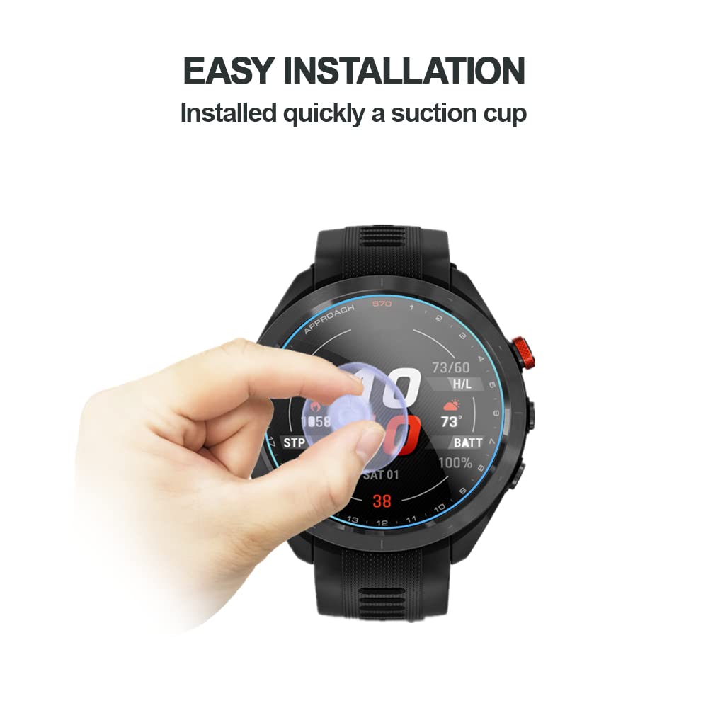 SumRioo 4 Pezzi Vetro Temperato Compatibile con Garmin Approach S70 47mm, [9H Durezza] [AntiGraffio] [Anti Impronta] [Chiaro HD] Pellicola Protettiva Compatibile con Garmin Approach S70 47mm