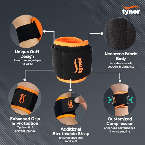 Image of Tynor Wrist Support (Neo), Black & Orange, Universal, 1 Pair