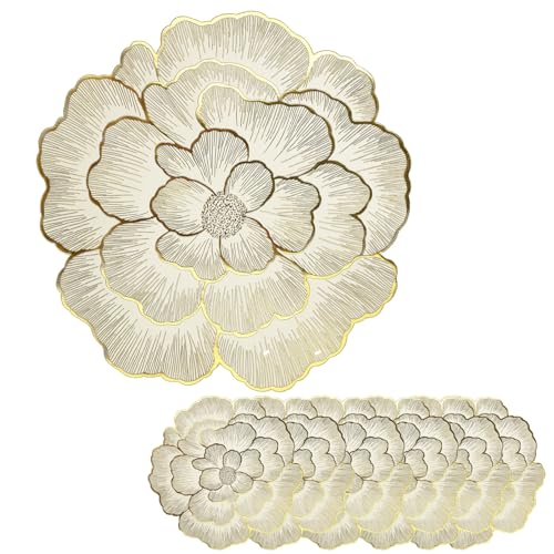 6 Pièces 38cm Tapis de Table Ronds, Set de Table Or, sous Assiette de Table Doré, Doré Set De Table Rond Dessous De Verre, pour la Fête, la Cuisine, la...