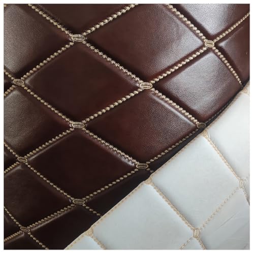 Tissu matelassé en simili cuir marron au mètre 1.38x3m pour capitonnage automobile et canapé