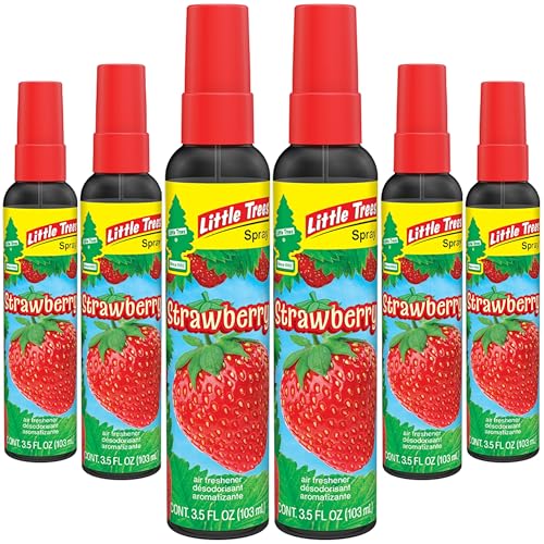 LITTLE TREES Car Air Freshener | Spray Provides a Long-Lasting Scent for Auto or Home | On-the-go Freshness | Strawberry 6 Air Fresheners