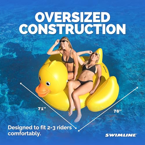 image for SWIMLINE ORIGINAL 90620 Giant Inflatable Lucky Ducky Pool Float | Over