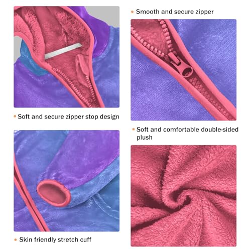 GuoChe Blue Purple Gradient Girls Sherpa Jacket With Hood3