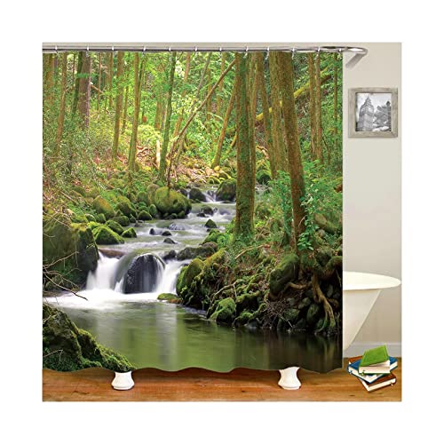 Rideau de douche vert 180x200cm en polyester imperméable