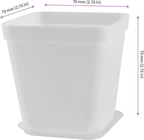 Miniatura 2 de 80 macetas cuadradas de plástico blancas, macetas cuadradas para guardería, macetas de plástico con orificio de drenaje, pequeñas macetas cuadradas