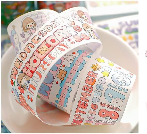 Miniatura 5 de Juego de cintas kawaii washi, calcomanías decorativas japonesas estéticas para diario, álbumes de recortes, manualidades para niños, suministros