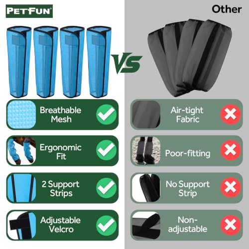 Image of Fly Boots for Horses - 4 Pack Horse Breathable Mesh with UV-Protection Leggings Boot, Reduces Stomping & Anti-Sag Stays for Medium Large Size Equine Leg Protectors(Blue)