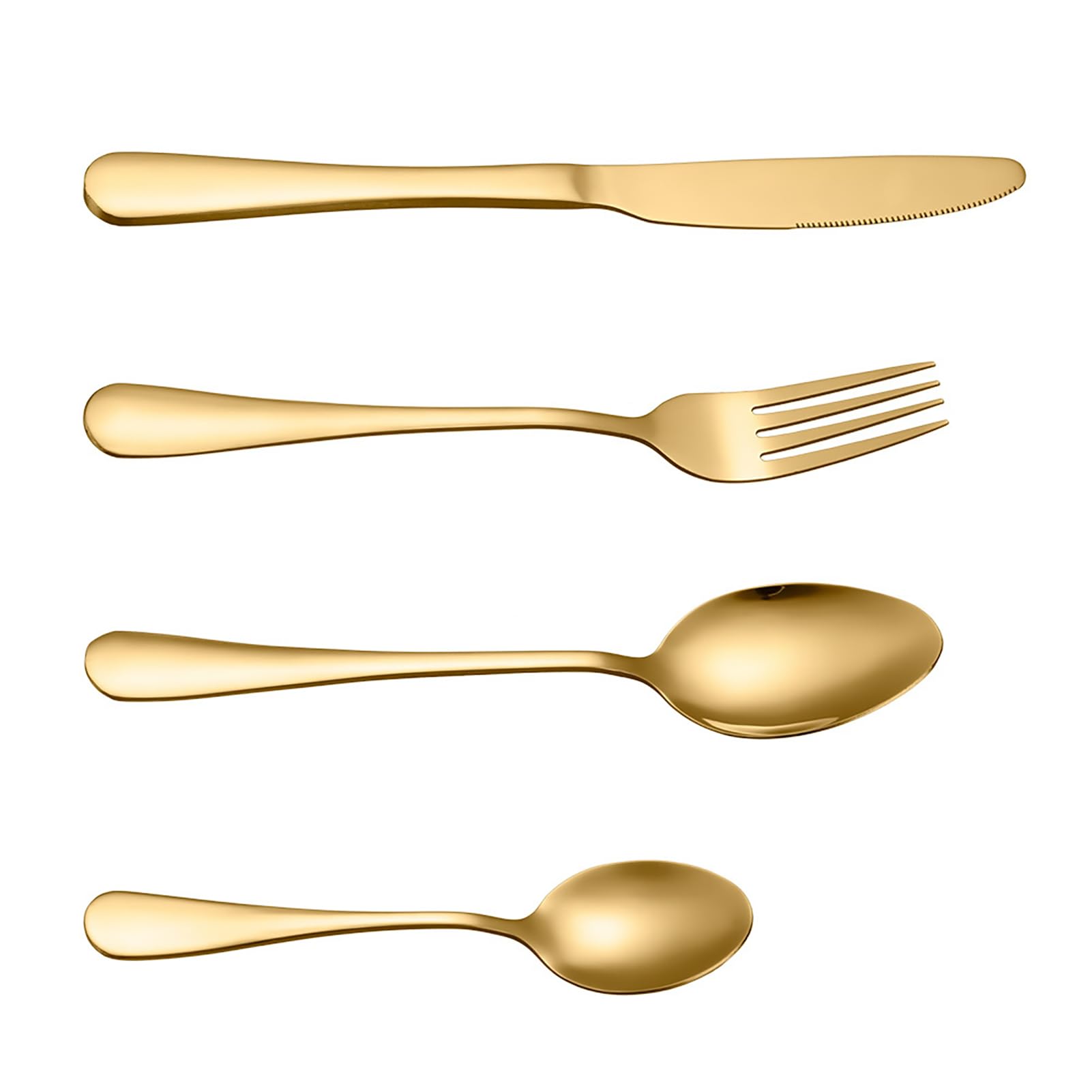 Greensen Solidny Zestaw Sztućców ze Stali Nierdzewnej do 6, Wygodne Prowadzenie, Elegancki Design, Wszechstronne Użycie z drewnianą skrzynką do Przechowywania (GOLD)