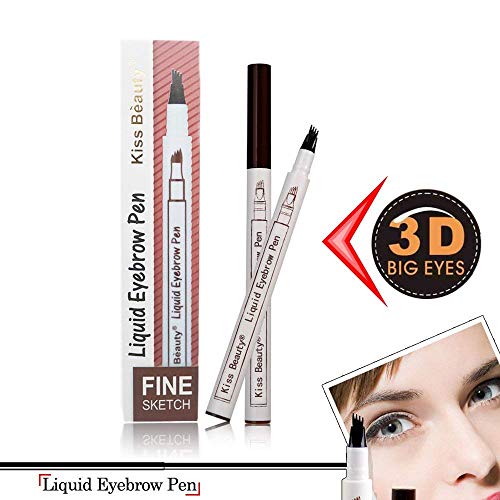 RAPIDBROW Tattoo Eyebrow Pen with Four Tips Long-lasting Waterproof Brow Gel for Eyes Makeup (#2 Brown)