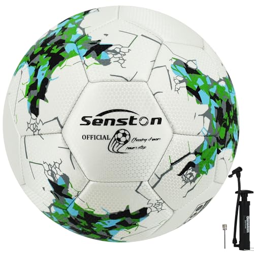 Image of Senston PU Soccer Ball Size 5 -Official Match Weight-Youth & Adult Soccer Players - Air Pump Included