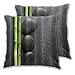 SAIAOS Taie d'oreiller 40x40cm,Spa Zen Garden Thème Pierre Et Bambou sur Noir,Housse de Coussin Canapé Housses Coussins de Voiture Canapé Maison Décor Protecteurs