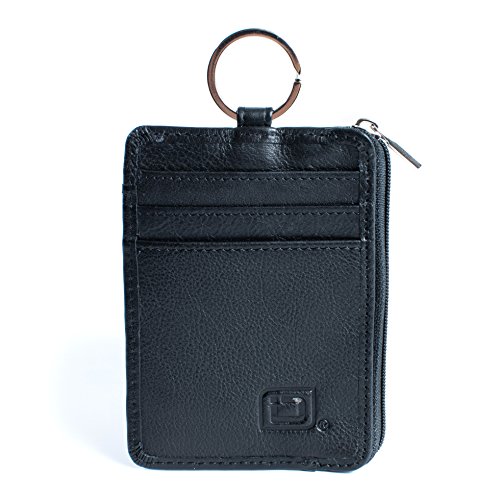 Rfid Slim Id Wallet Card Holder - Key Ring Front Pocket Wallet With Coin Zipper #TOP3